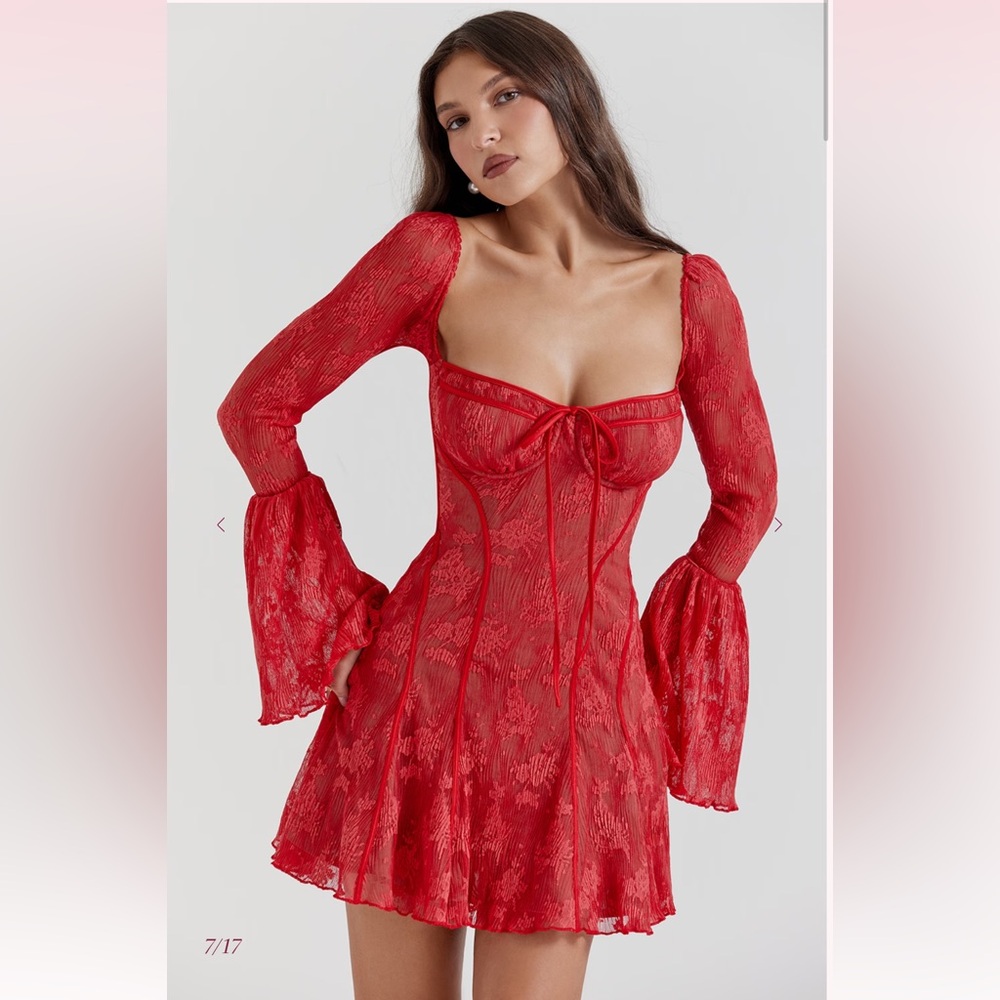 HOUSE OF CB 'Analissa' Scarlet Lace Corset Dress NWOT